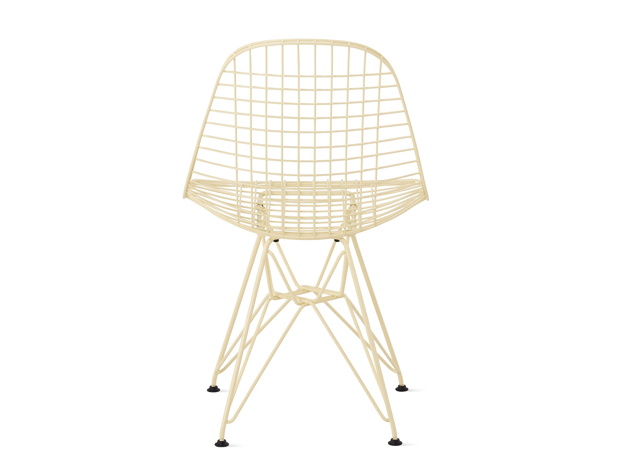 Powder yellow wire chair with wire back view